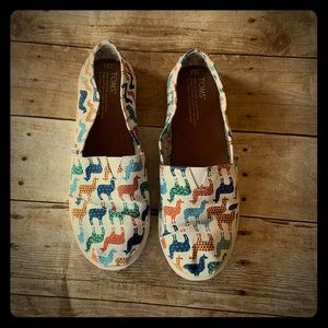 2/$60 Toms multi color llama classic shoe
